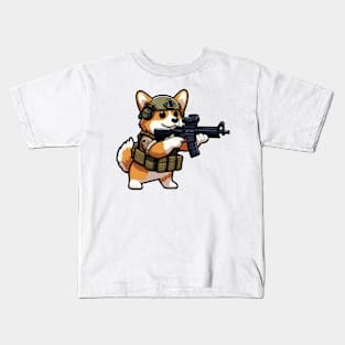 Tactical Corgi Kids T-Shirt